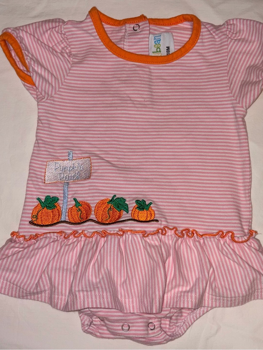 Jelly Bean pink striped Pumpkin Patch Bubble sz 18 months EUC